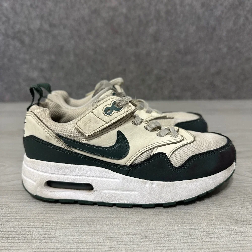 Nike Air Max 1 EasyOn Toddler Shoes Pale Ivory Vintage Green DZ3308-107 Size 12C